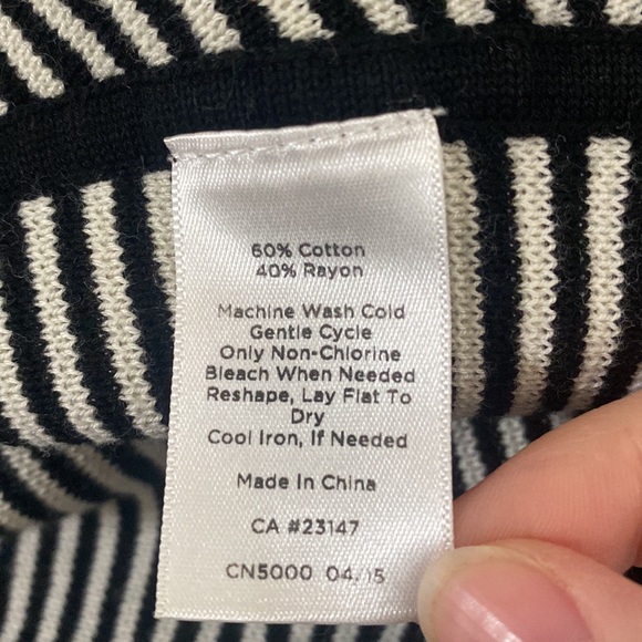 Talbots striped open front shawl collar relaxed sweater cardigan size Mp - Picture 13 of 14